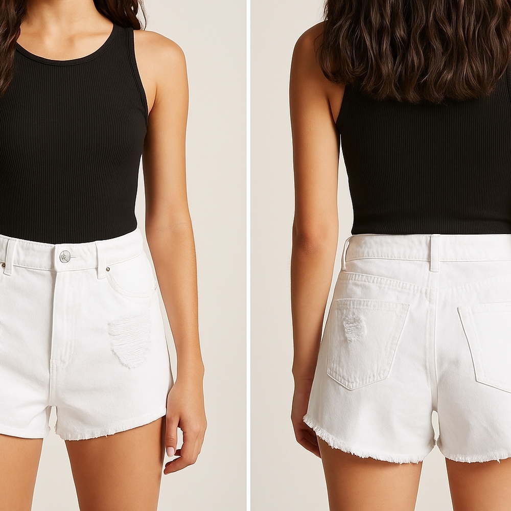Forever 21 XXI Size 30 Distressed White Denim Shorts Distressed Frayed